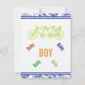  Limoen Blue Bicycle Baby Boy Shower Kaart (Achterkant)