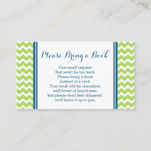 Limoen Blue Chevron Baby shower Boek Aanvraag Kaar Informatiekaartje