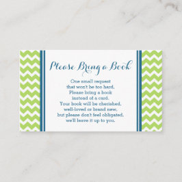 Limoen Blue Chevron Baby shower Boek Aanvraag Kaar Informatiekaartje