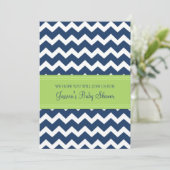Limoen Blue Chevron Custom Baby Shower-uitnodiging Kaart (Staand voorkant)