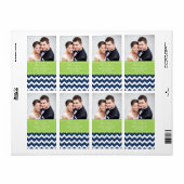 Limoen Blue Chevron foto trouwlabels Etiket (Full Sheet)