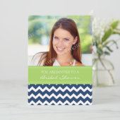 Limoen Blue Chevron Photo Bridal Shower Kaart (Staand voorkant)