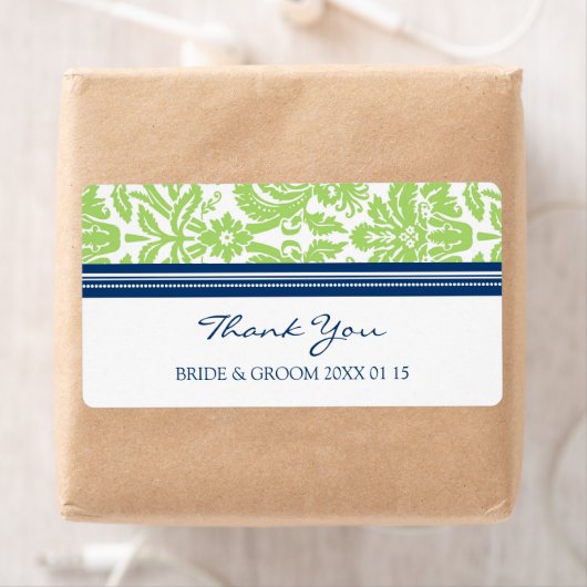 Limoen Blue Damask Trouwlabels Etiket (Insitu)