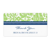 Limoen Blue Damask Trouwlabels Etiket (Voorkant)