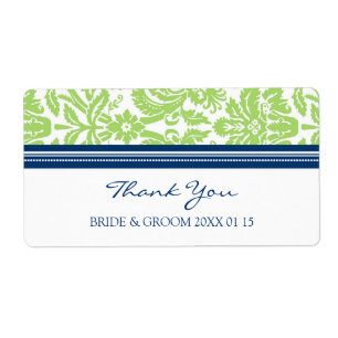 Limoen Blue Damask Trouwlabels Etiket