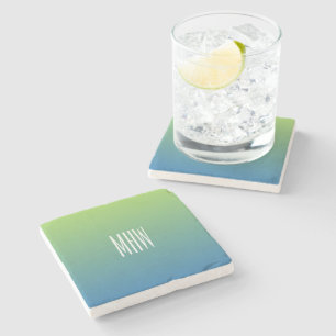 Limoen Blue Gradient aangepaste monogram onderzett Stenen Onderzetter
