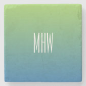 Limoen Blue Gradient aangepaste monogram onderzett Stenen Onderzetter (Voorkant)