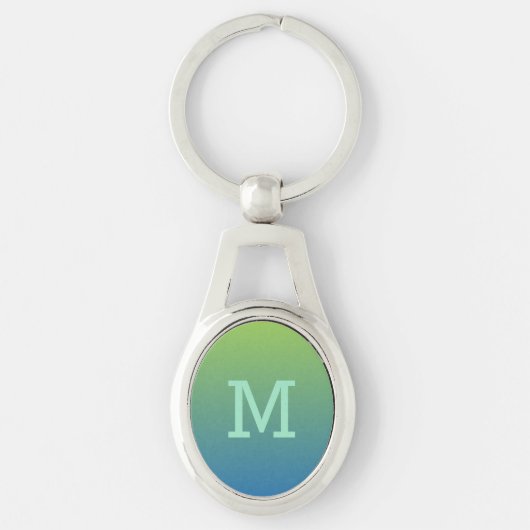 Limoen Blue Gradient aangepaste monogram sleutelke Sleutelhanger (Voorkant)