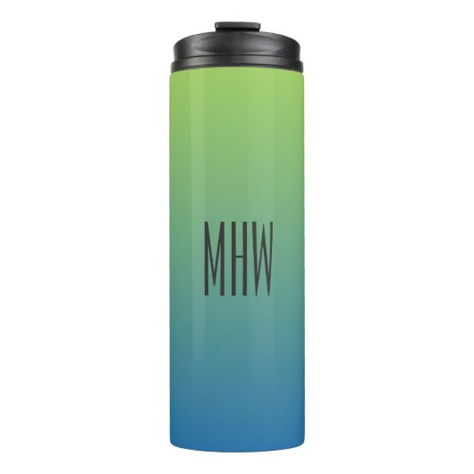Limoen Blue Gradient aangepaste monogram tumbler Thermosbeker (Voorkant)