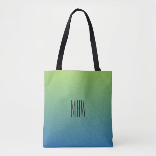 Limoen Blue Gradient aangepaste monogram zakken Tote Bag (Voorkant)