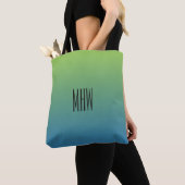 Limoen Blue Gradient aangepaste monogram zakken Tote Bag (Dichtbij)