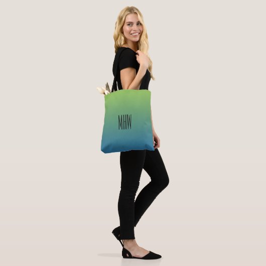 Limoen Blue Gradient aangepaste monogram zakken Tote Bag (Op model)