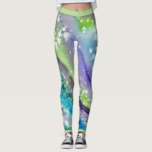 Limoen Blue Ice Abstract Design Leggings (Voorkant)