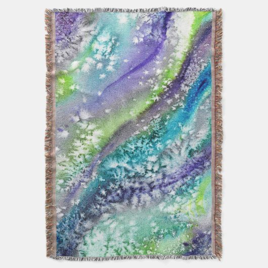 Limoen Blue Ice Abstracte Waterverf Deken (Voorkant Verticaal)