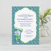 Limoen Blue Mojito Birthday Cocktail Party Kaart (Staand voorkant)