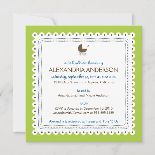 Limoen/Blue Precious Custom Baby shower Invitation Kaart (Voorkant)