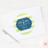 Limoen Blue Stripe Nautisch Vrijgezellenfeest Labe Ronde Sticker (Envelop)