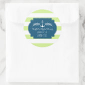 Limoen Blue Stripe Nautisch Vrijgezellenfeest Labe Ronde Sticker (Tas)