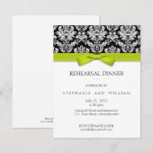 Limoen Bow Damask Rehearsal Dinner Invitation Kaart (Voorkant / Achterkant)