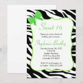 Limoen Bow en Zebra Sweet 16 uitnodiging (Voorkant / Achterkant)