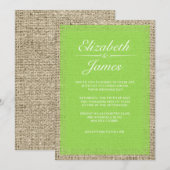 Limoen Burlap Wedding Invitations Kaart (Voorkant / Achterkant)