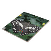 Limoen Butterfly en Flowers Tile Tegeltje (Zijkant)