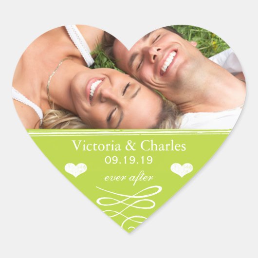 Limoen Chalkboard Wedding Save the Date Seal Hart Sticker (Voorkant)