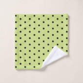 Limoen Chartreuse grillige zwarte polka dot Bad Handdoek (Wasdoekje)