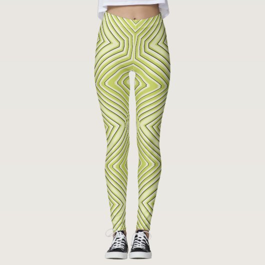 Limoen chavron zigzag "Ratti_Creative_Arts" Leggin Leggings (Voorkant)