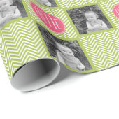 Limoen Chevron Patroon met aangepast monogram Cadeaupapier (Rol Hoek)