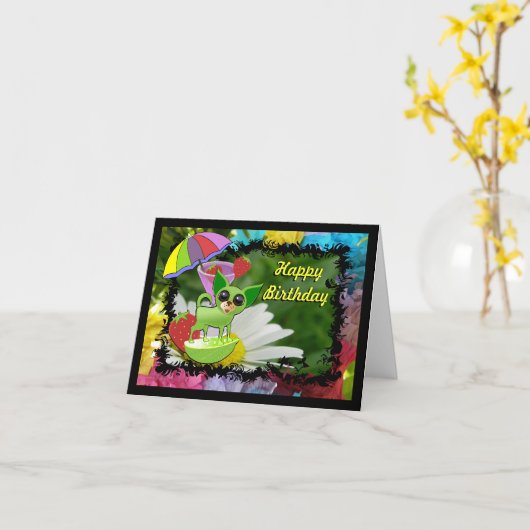 Limoen Chihuahua Kaart (Gele Bloem)