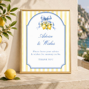 Limoen Citrus Baby Shower Advies en Wensen Bord Poster