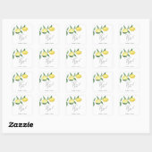 Limoen citrus - bruiloft dankkaart vierkante sticker (Vel)