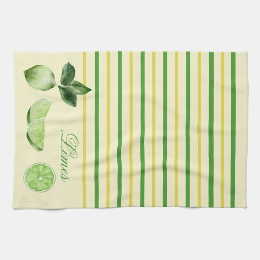 Limoen Citrus, geel en groene strepen Theedoek (Horizontaal)