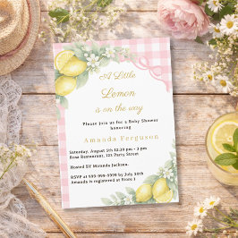 Limoen citrus geruit roze strik meisje Baby Shower Kaart