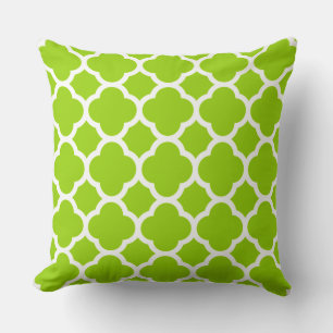 Limoen Citrus Green en White Quatrefoil Pattern Kussen