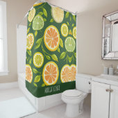 Limoen Citrus Groene Waterverf Patroon Douchegordijn (In situ)