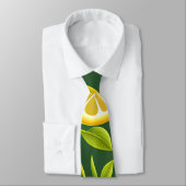 Limoen Citrus Groene Waterverf Patroon Stropdas (Gebonden)