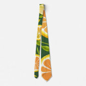 Limoen Citrus Groene Waterverf Patroon Stropdas (Achterkant)