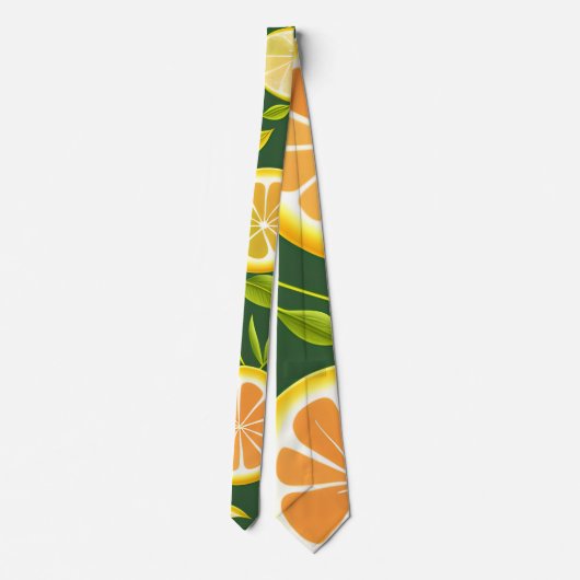Limoen Citrus Groene Waterverf Patroon Stropdas (Achterkant)