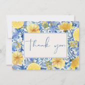 Limoen citrus hoofdsqueeze blauwe bruidsmeidenavon bedankkaart (Voorkant)
