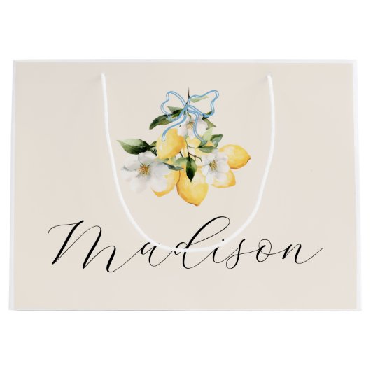Limoen Citrus Italiaans Huwelijk Script Naam Aange Groot Cadeauzakje (Voorkant)