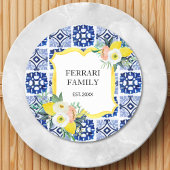 Limoen Citrus Italiaans Mediterraan Tegels Patroon Ronde Sticker