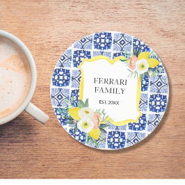 Limoen Citrus Italiaans Mediterraan Tegels Patroon Zandsteen Onderzetter