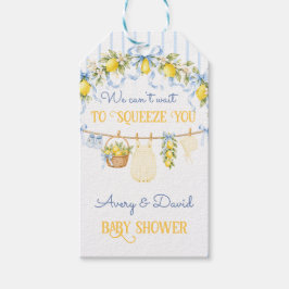 Limoen Citrus Knijp Baby Shower Jongenskleren Boog Cadeaulabel