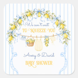 Limoen Citrus Knijp Baby Shower Jongenskleren Boog Vierkante Sticker