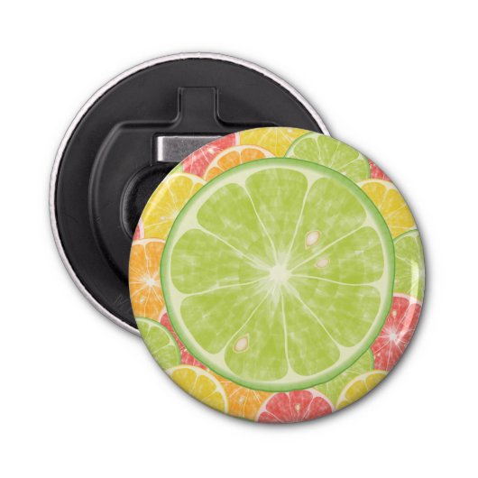 Limoen Citrus Slices Button Flesopener (Voorkant)