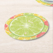 Limoen Citrus Slices Round Paper Onderzetter (Gebogen)