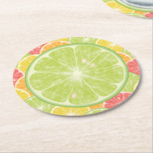 Limoen Citrus Slices Round Paper Onderzetter