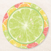 Limoen Citrus Slices Round Paper Onderzetter (Voorkant)